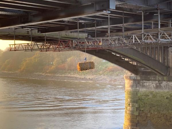 A bundle of straw hanging under a bridge - see question 1 (Photo: M. McCormick)