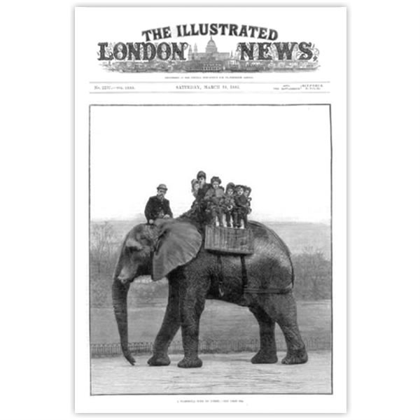 Jumbo and Matthew Scott giving a ride to children in London Zoo