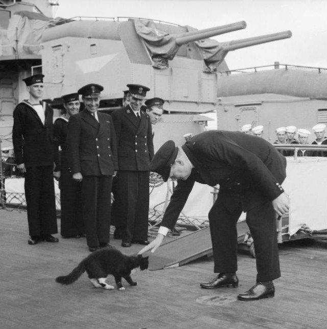 Winston Churchill greets Blackie, the ship