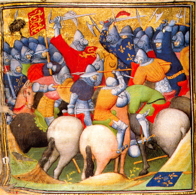 Battle of Crécy, 1346, from the Grandes Chroniques de France. British Library, London