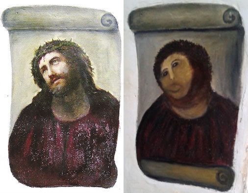 The fresco before (left) and after the restoration (Public Domain/Fair Use)