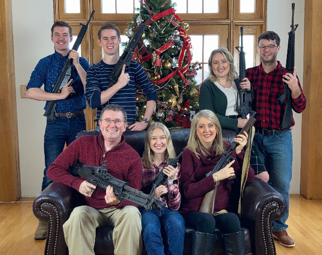 Posted on Twitter by US Congressman Thomas Massie in 2021, with the message: "Merry Christmas! 🎄ps. Santa, please bring ammo. 🎁."