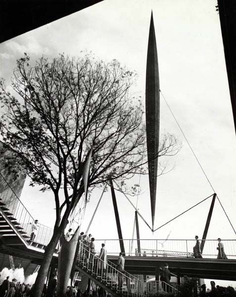 The Skylon at the Festival of Britain, 1951. British Official Photograph - public domain